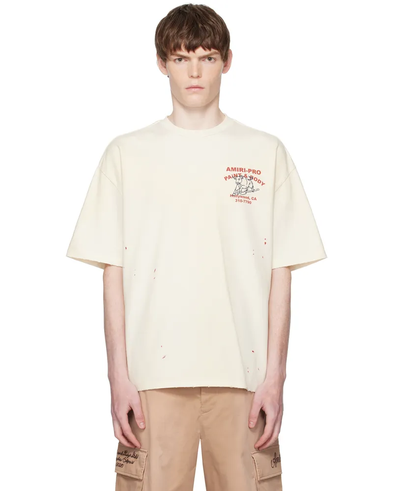 Amiri Beige 'AMIRI' Bull Oversized T-shirt Ivory
