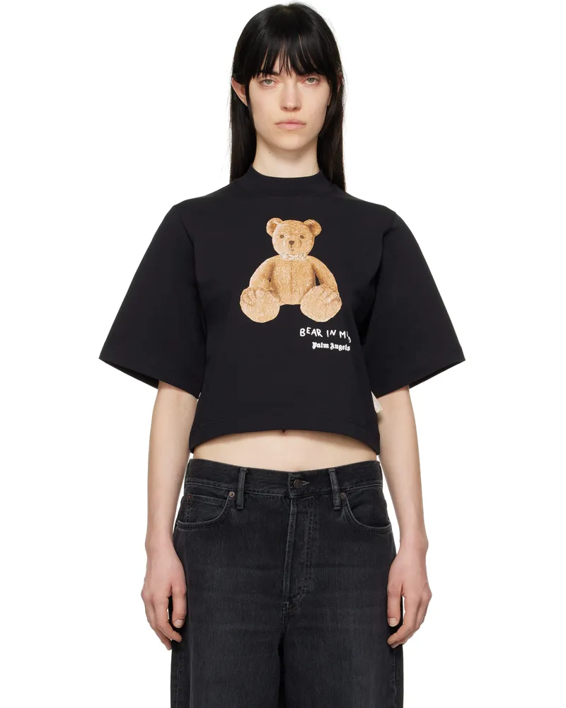 Palm Angels Black 'Bear in Mind' Cropped T-shirt Black