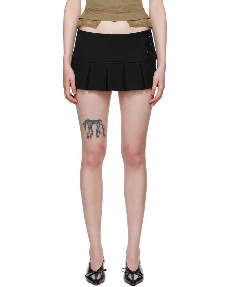 GUIZIO Black Pleated Micro Miniskirt Black