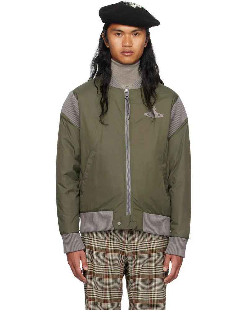 Vivienne Westwood Khaki Zip Bomber Jacket 233-w00m3-m402pi