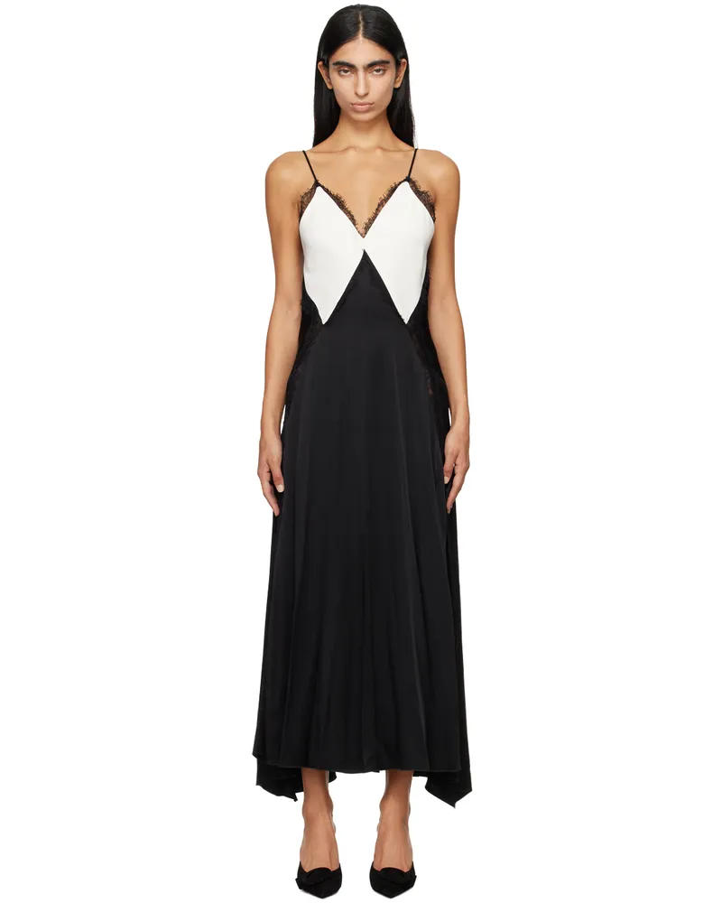 Victoria Beckham Black & White V-Neck Maxi Dress Ivory