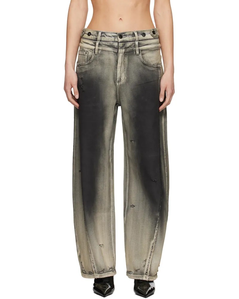 Feng Chen Wang Gray Deconstruction Washed Jeans Black