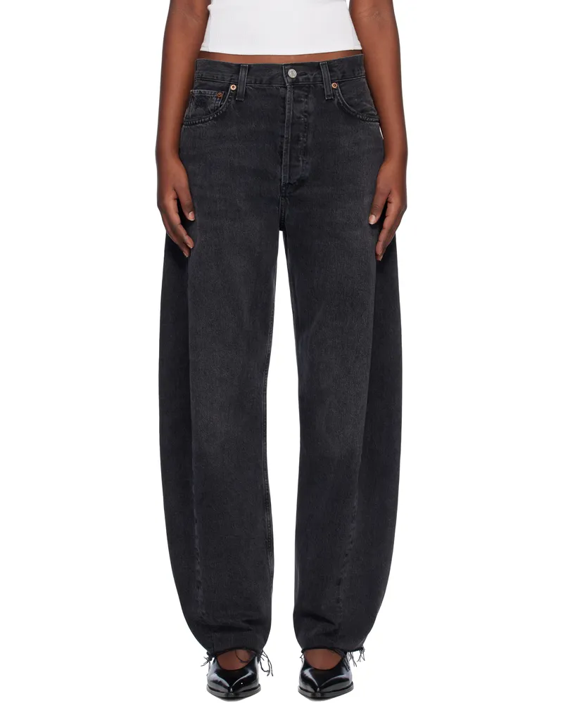 AGOLDE Black Luna High Rise Pieced Taper Jeans Possess
