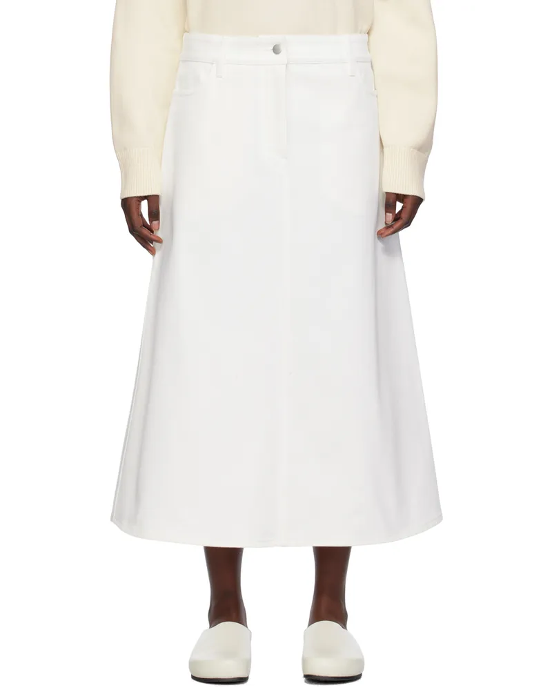 Studio Nicholson White A-Line Denim Maxi Skirt White