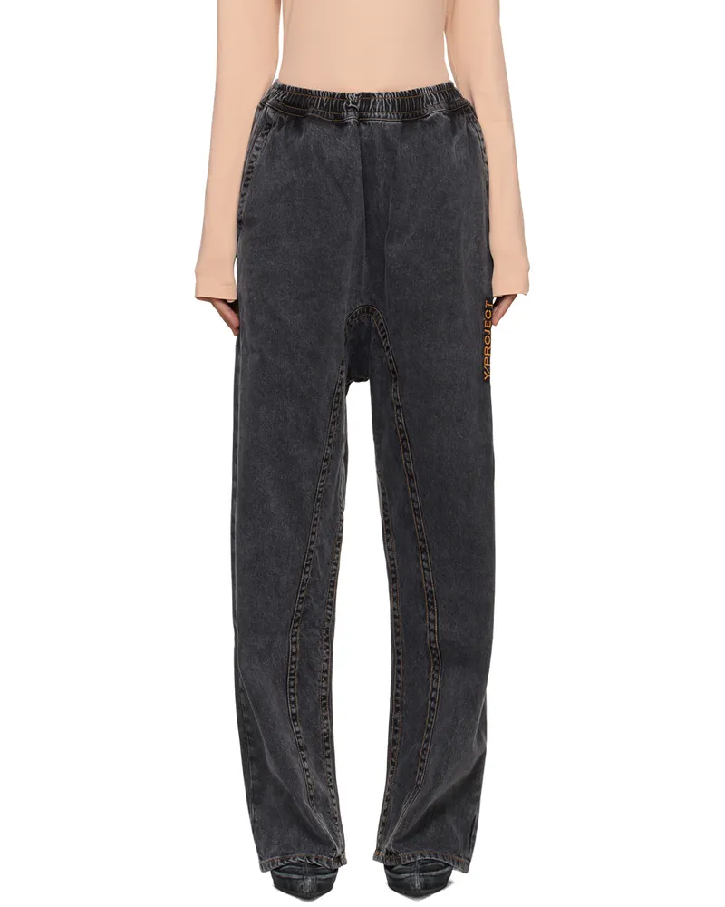 Y/PROJECT Black Pinched Logo Souffle Jeans Evergreen