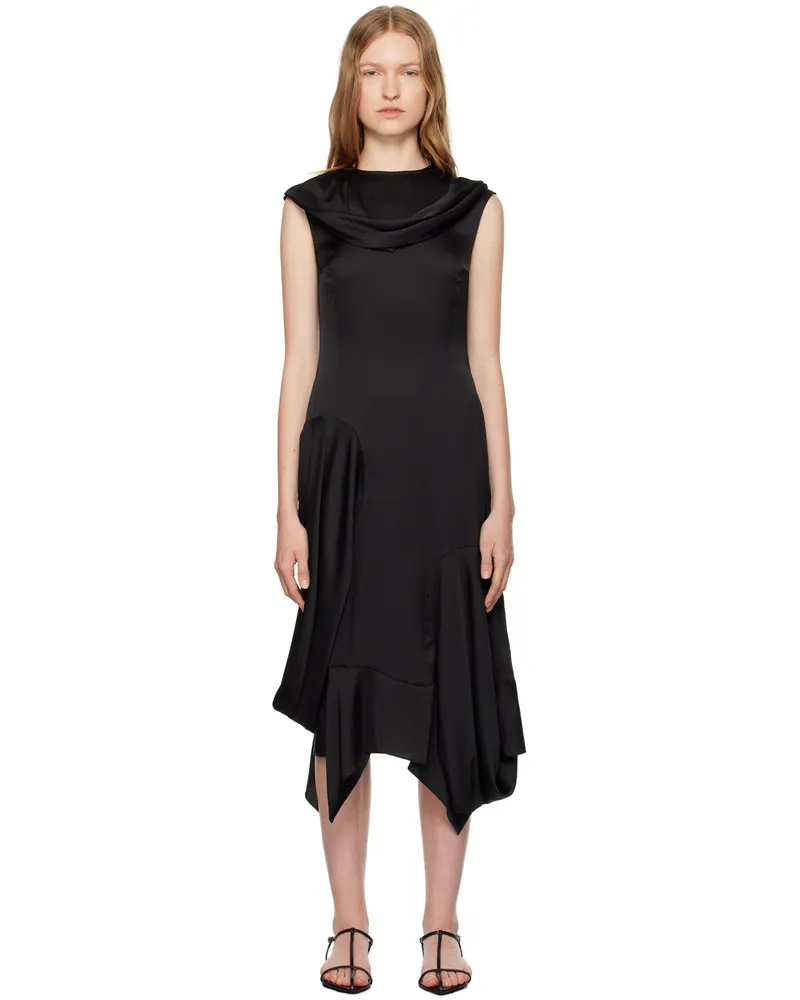 J.KIM Black Basque Vaza Midi Dress Black