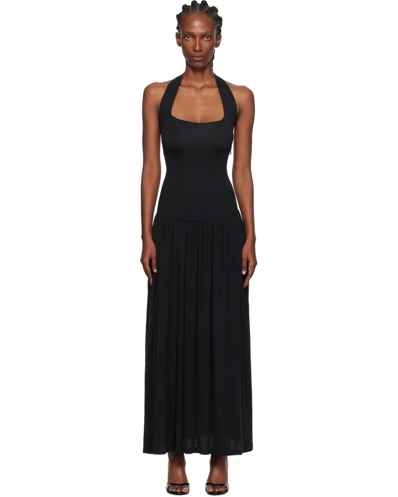 Aya Muse Black Quill Maxi Dress Midnight