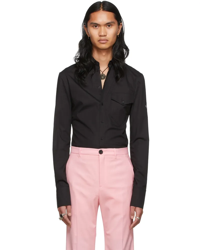LU'U DAN SSENSE Exclusive Black Cotton Poplin Shirt Black