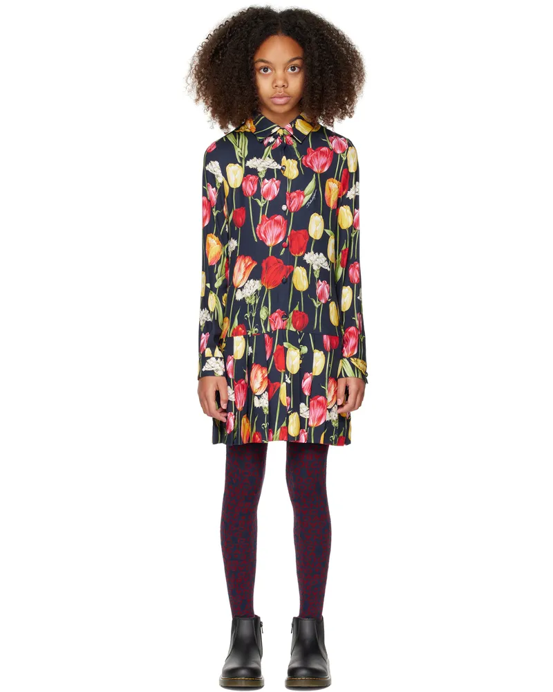 Dolce & Gabbana Kids Navy Tulips Printed Dress Hb5dr