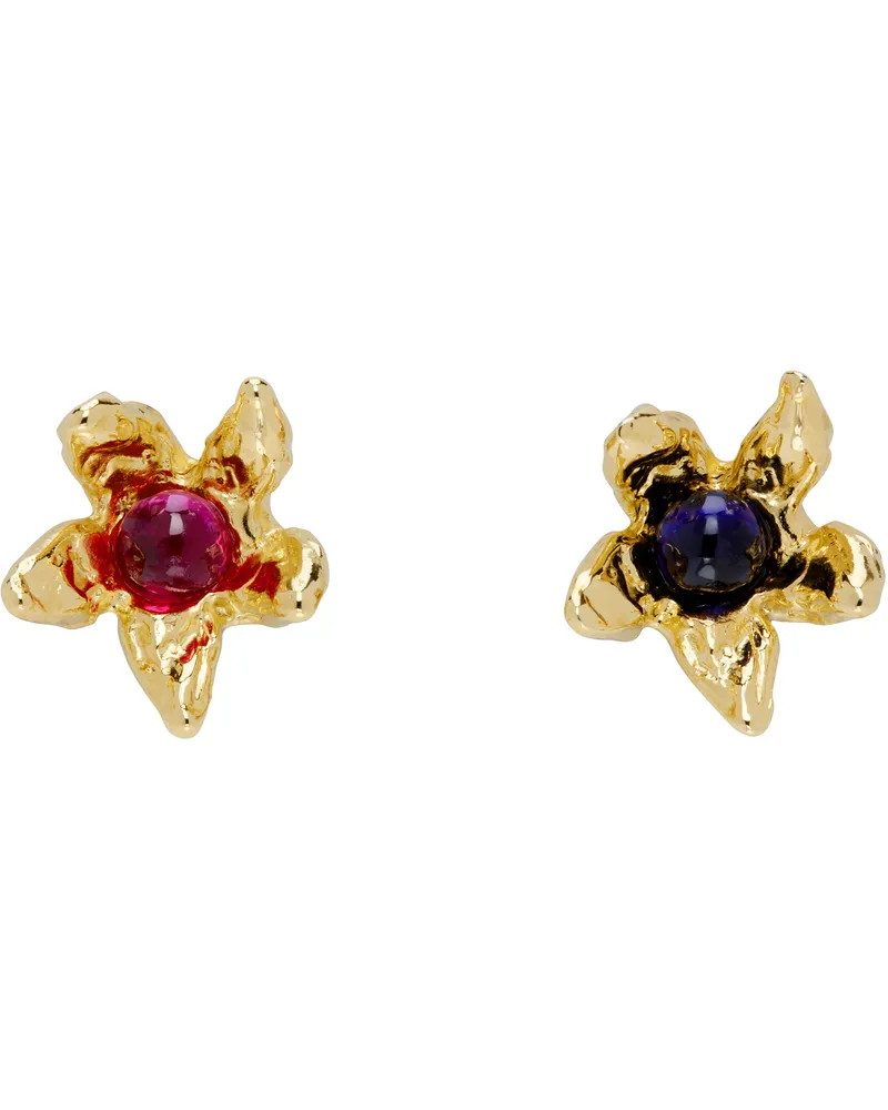 CHOPOVA LOWENA Gold Claw Flower Stud Earrings Gold
