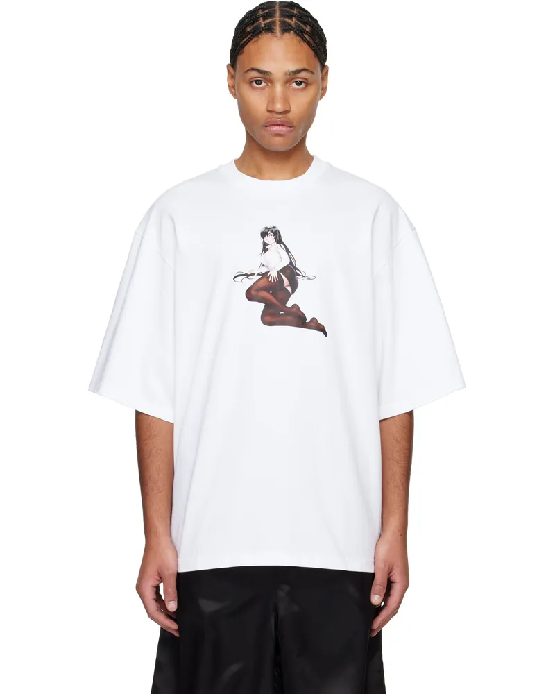 ABRA SSENSE Exclusive White Crewneck 'Office Girl' T-shirt