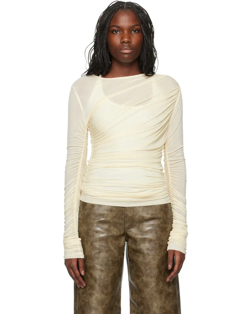 AGOLDE Off-White Tania Twist T-shirt Oat