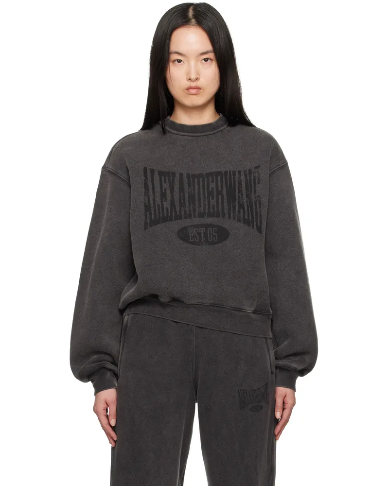 Alexander Wang Black Distressed Logo Sweatshirt Faded