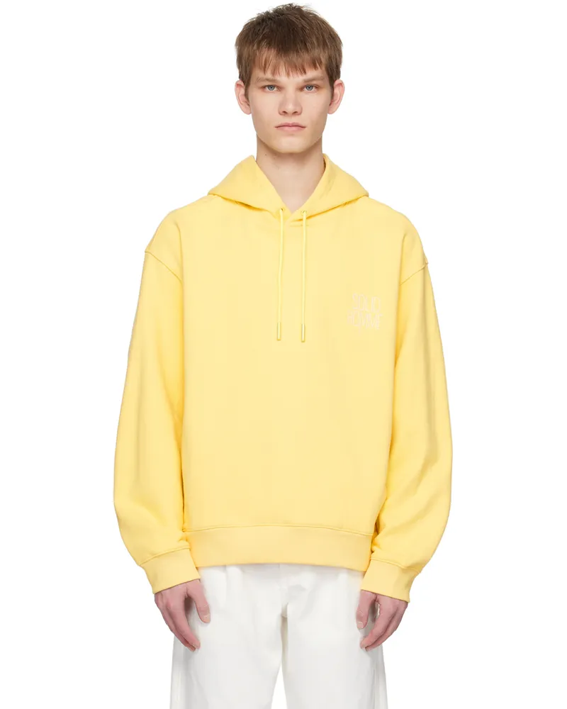 SOLID HOMME Yellow Embroidered Hoodie 610y