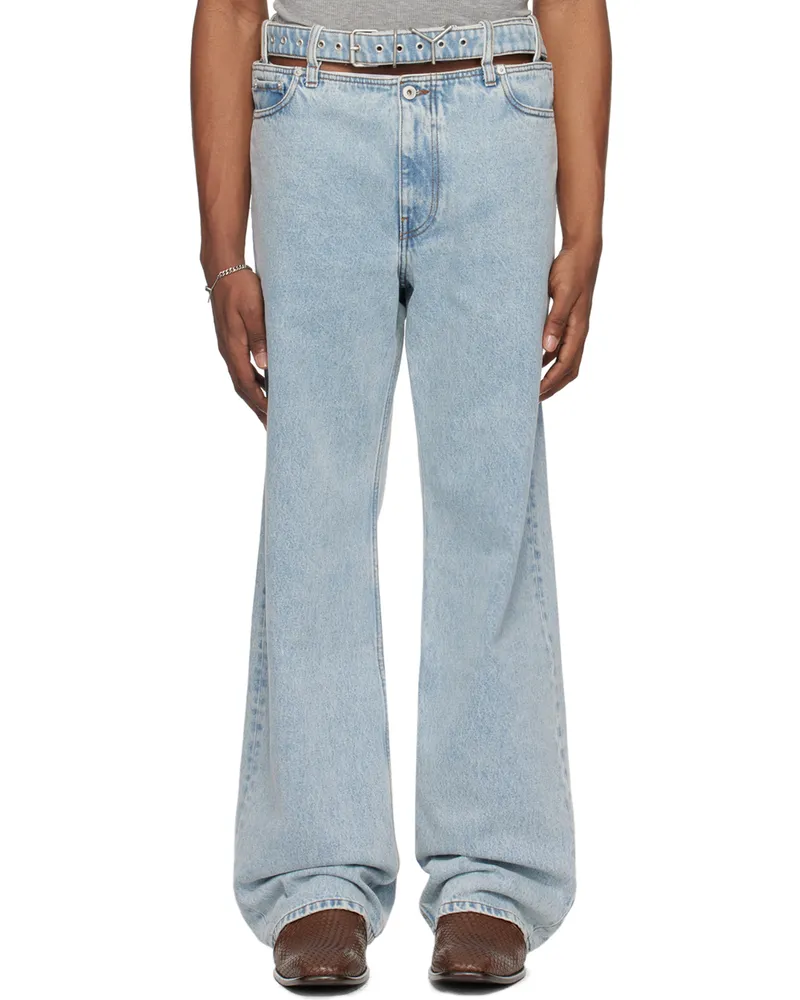 Y/PROJECT Blue Y Belt Jeans Evergreen
