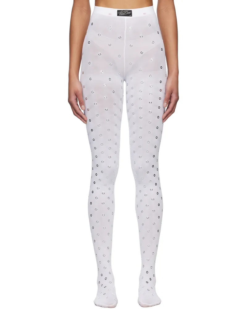 WE 11 DONE White Eyelet Tights White