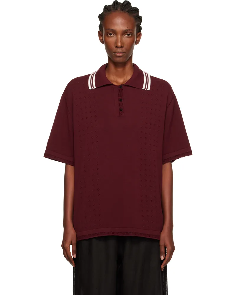 CORDERA Burgundy Organic Cotton Pointelle Polo Burgundy