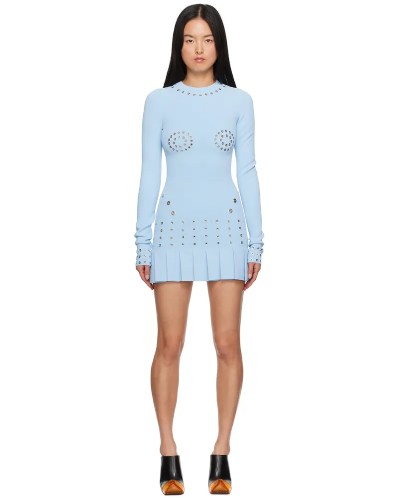 OFF-WHITE Blue Eyelets Minidress Light