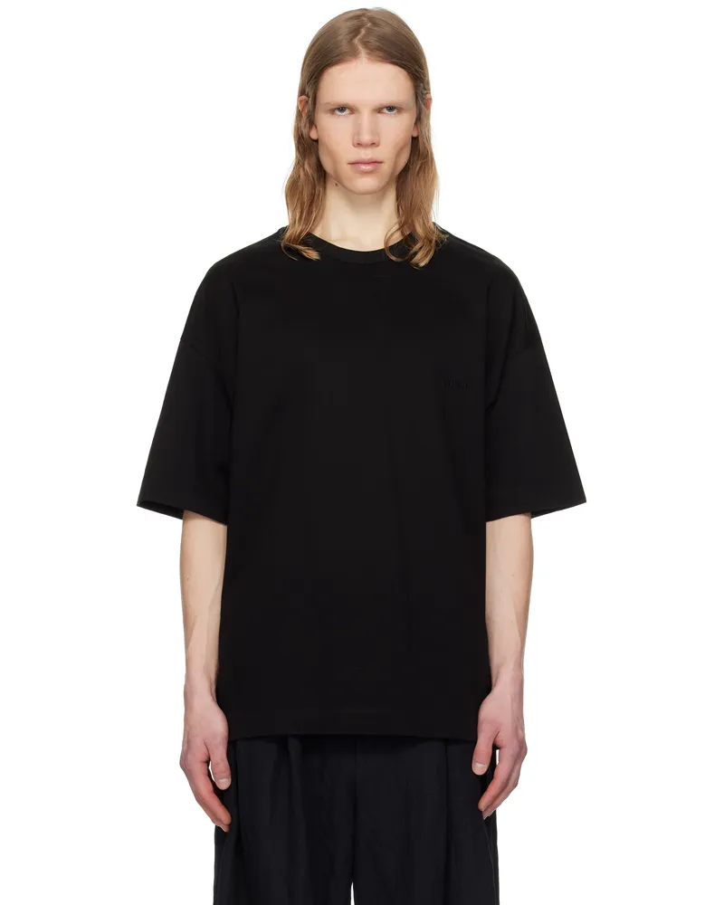 JUUN.J Black 'Language' Graphic Semi-Over Fit T-shirt Black