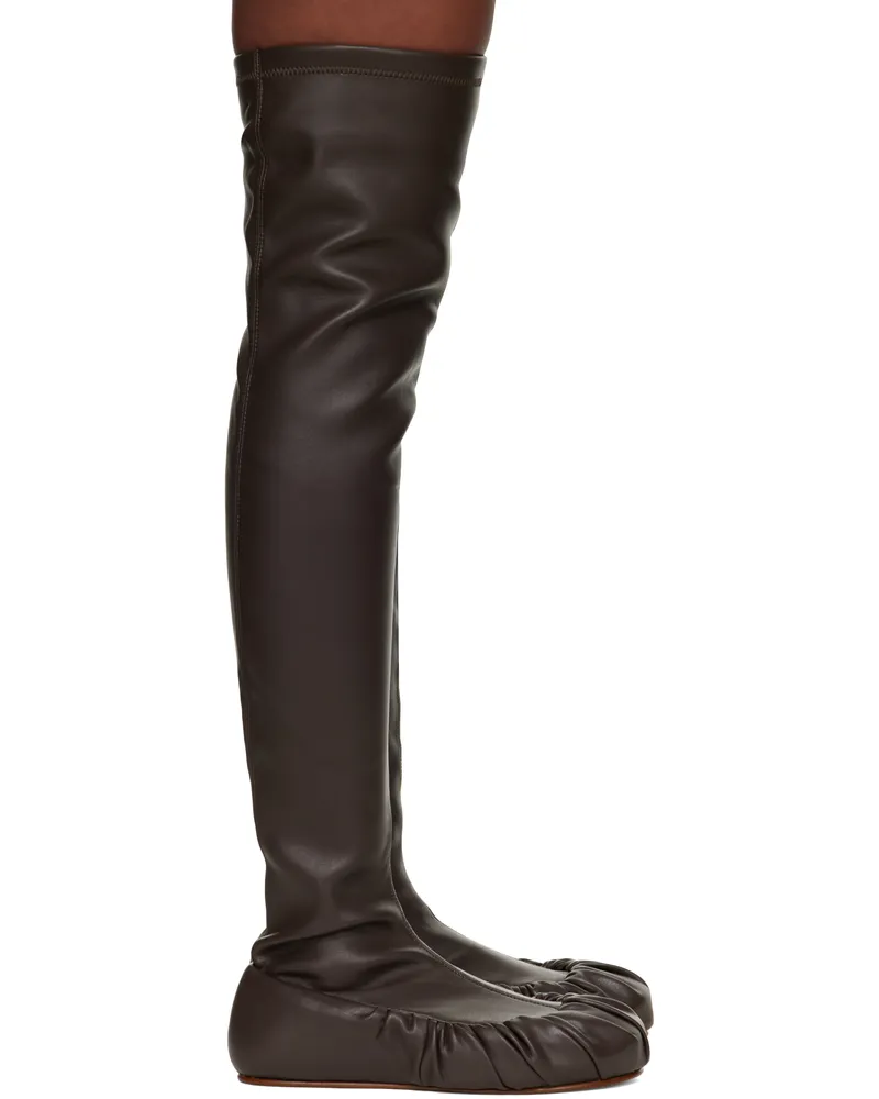 YUME YUME Brown Overknee Ballerina Tall Boots Chocolate