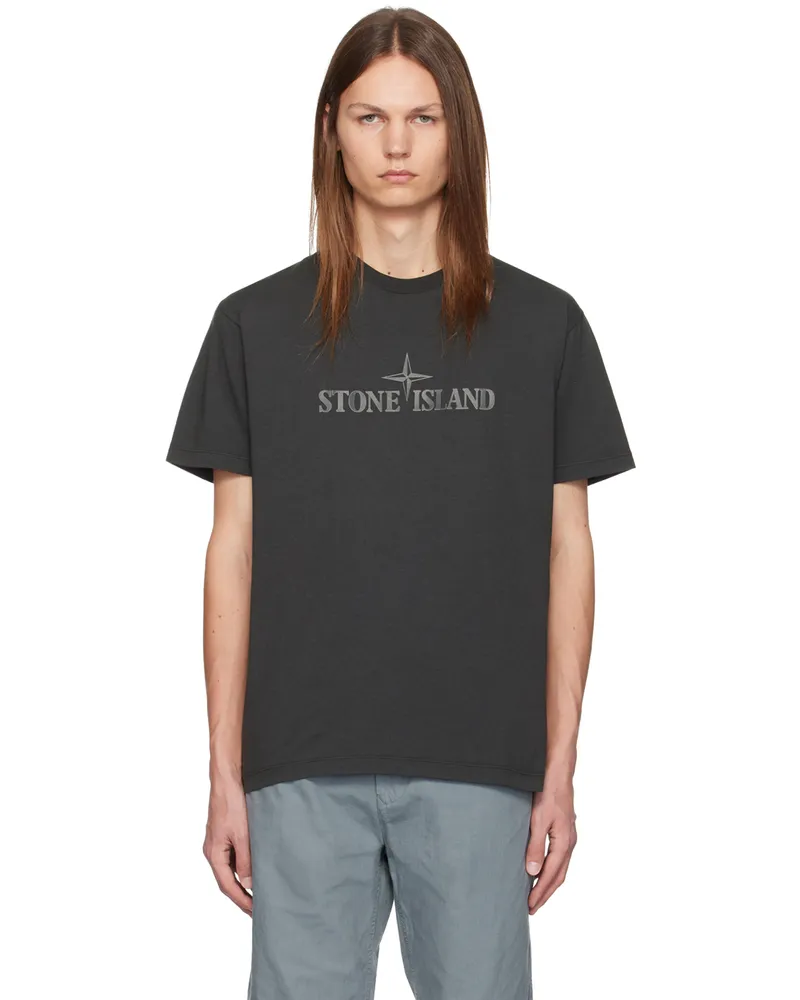 Stone Island Gray Bonded Logo T-Shirt V0062