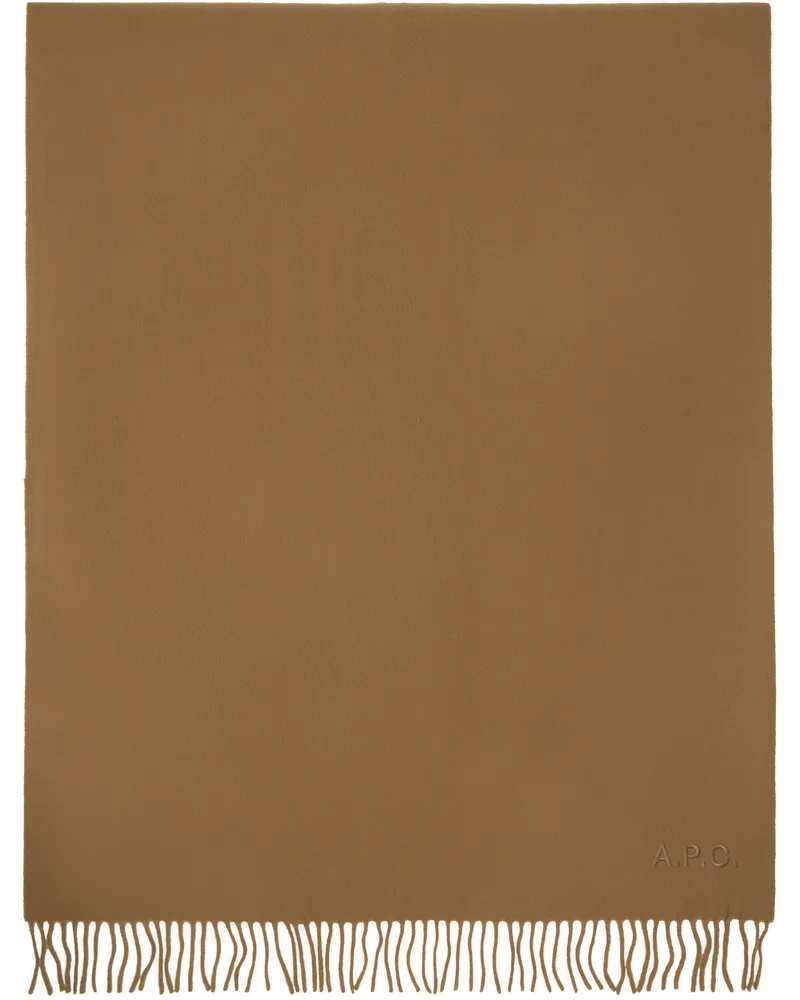 A.P.C. Tan Alix Embroidered Scarf Cab