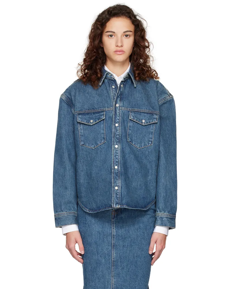 WARDROBE.NYC Indigo Faded Denim Jacket Indigo