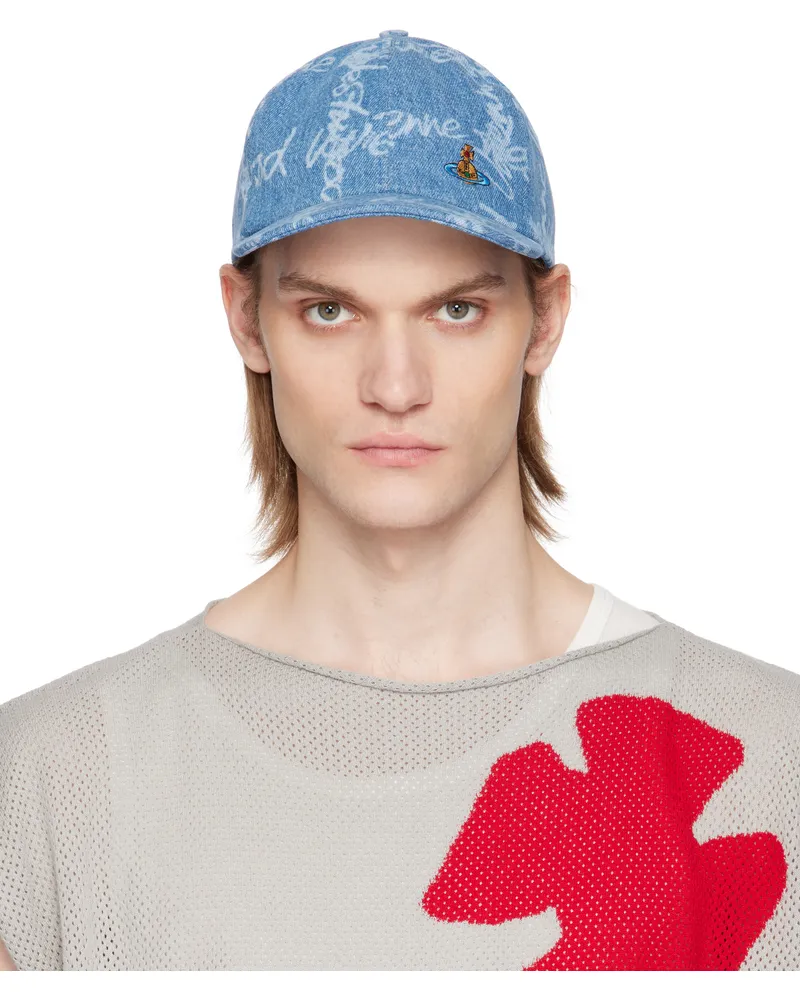Vivienne Westwood Blue VW Grid Baseball Cap Ss25-k306