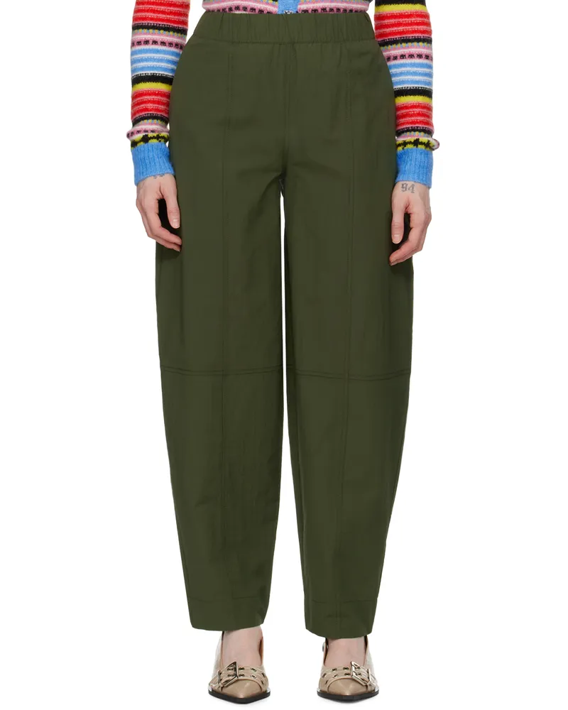 Ganni Green Curved Trousers 851