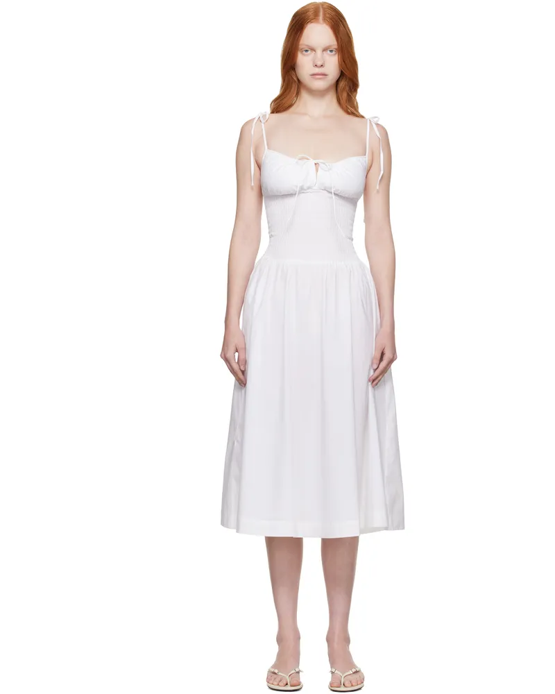 GUIZIO White Lura Midi Dress White
