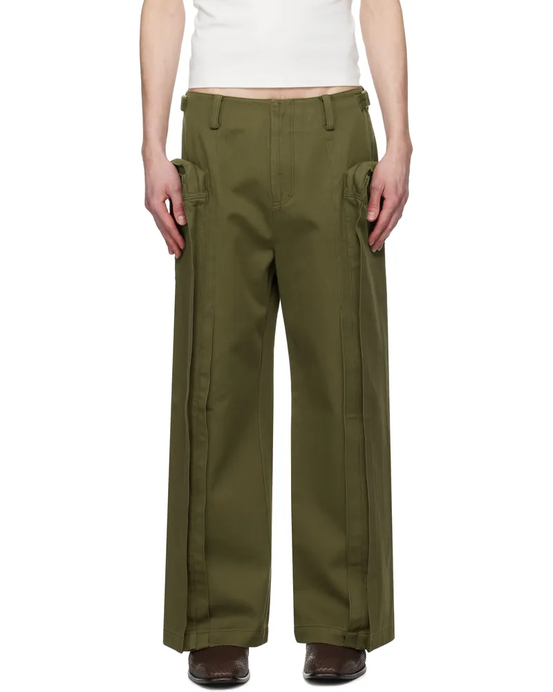 Fax Copy Express Khaki Vertical Pocket Cargo Pants Olive