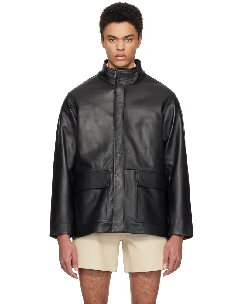 Sunflower Black Fatigue Leather Jacket Black