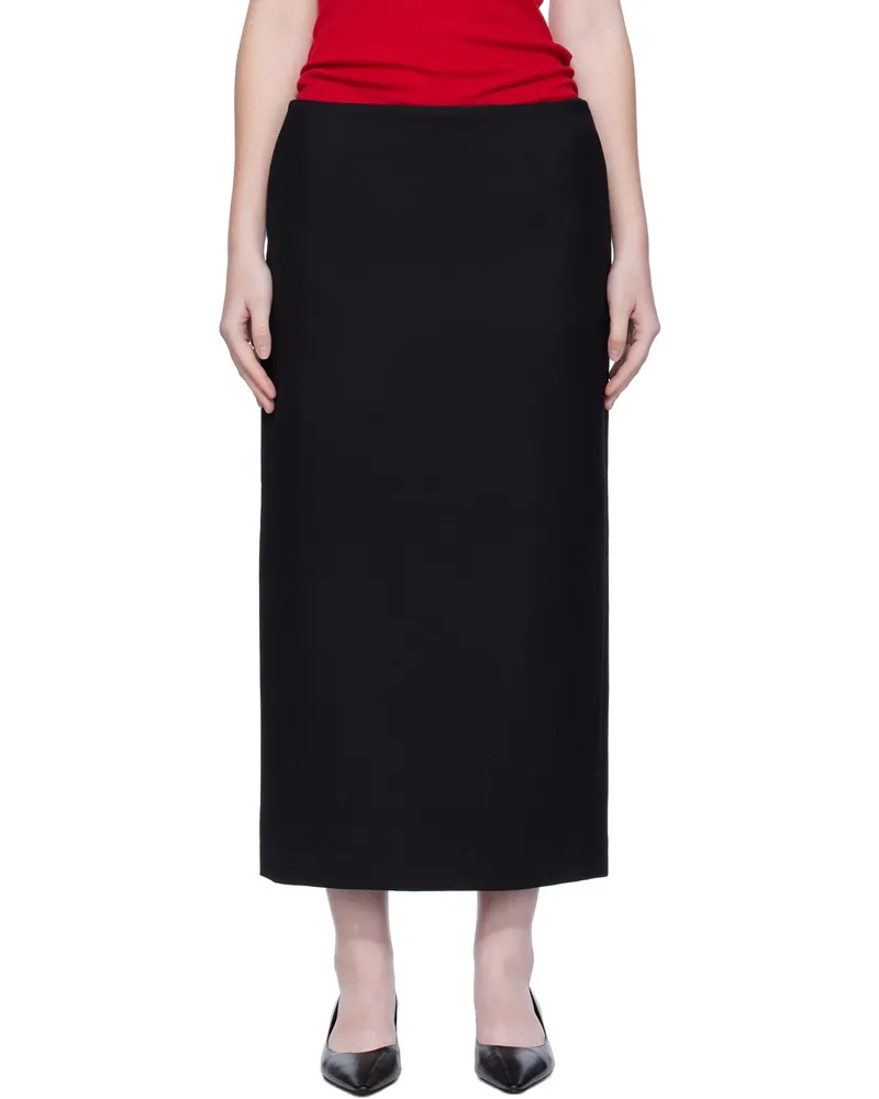 Arch The Black Silk Simple Maxi Skirt Black