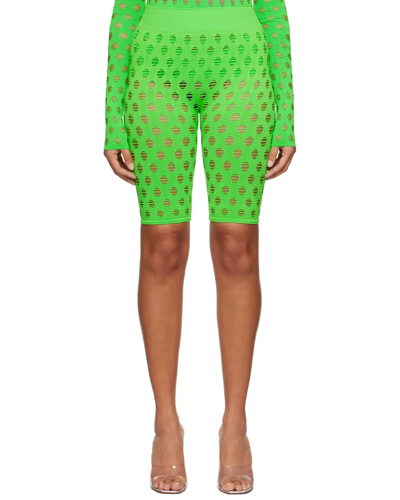 Maisie Wilen Green Perforated Shorts Chartreuse