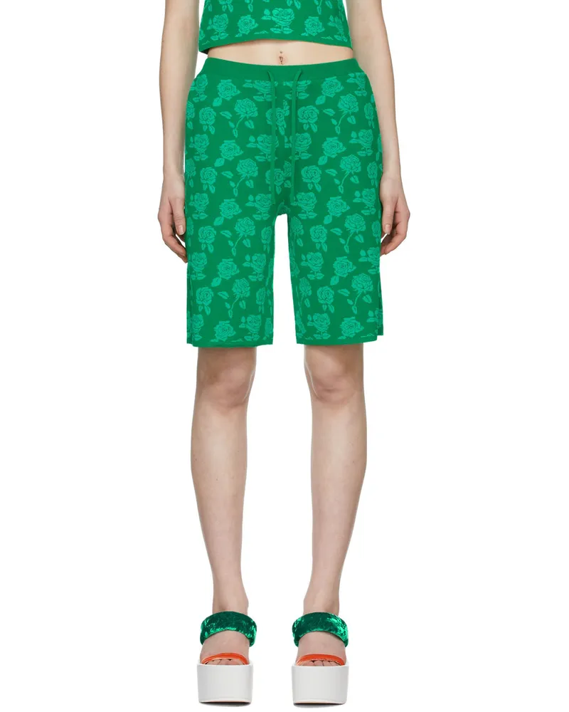 pushBUTTON Green Polyester Shorts 905w