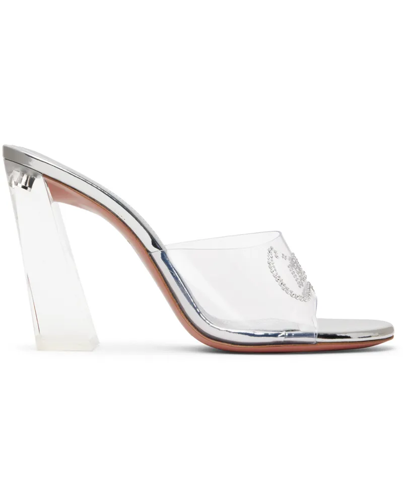 Amina Muaddi Transparent 'Bella' Glass Heeled Sandals Transparent