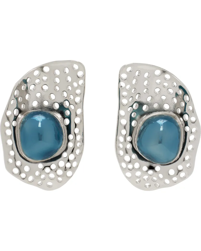 KIKO KOSTADINOV Silver & Blue Alis Dish Earrings Silver