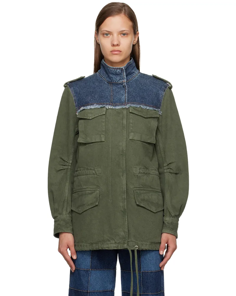 Chloé Khaki & Blue Utilitarian Denim Jacket 99v