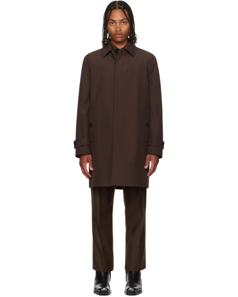 Ferragamo Brown Trench Car Coat Expresso