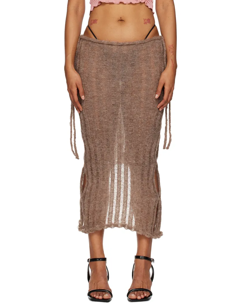 TYRELL SSENSE Exclusive Brown Maxi Skirt Wet
