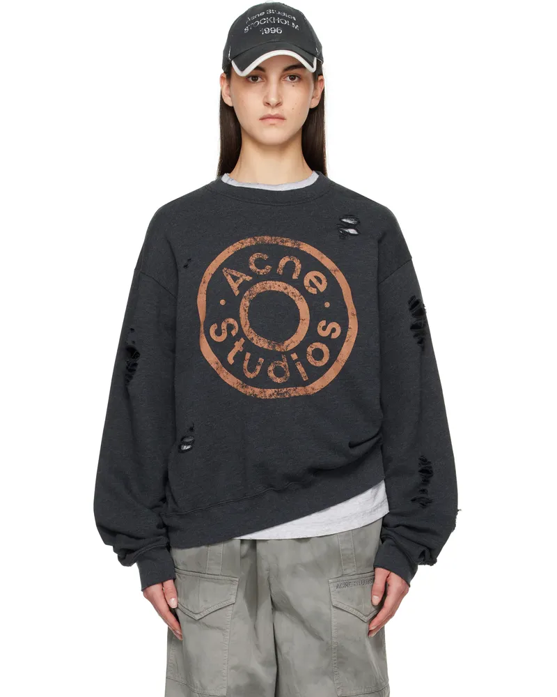 Acne Studios Black Printed Logo Sweatshirt 975