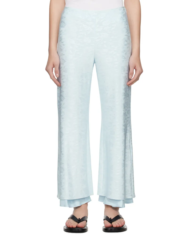 Jil Sander Blue Fluid Viscose Flower Jacquard Trousers 460