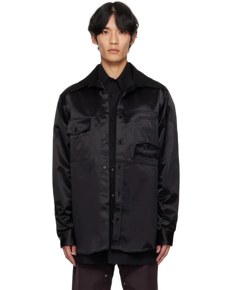 Maison Margiela Black Satin Long Sleeve Shirt 900