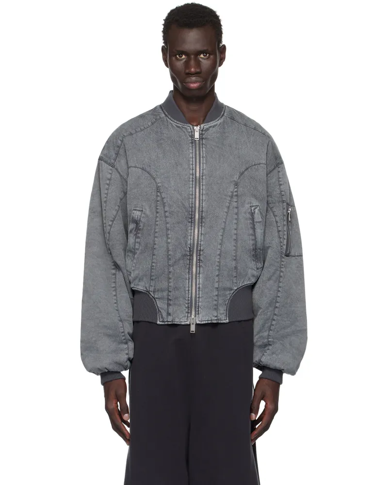Han Kjøbenhavn Gray Zip Bomber Jacket Black