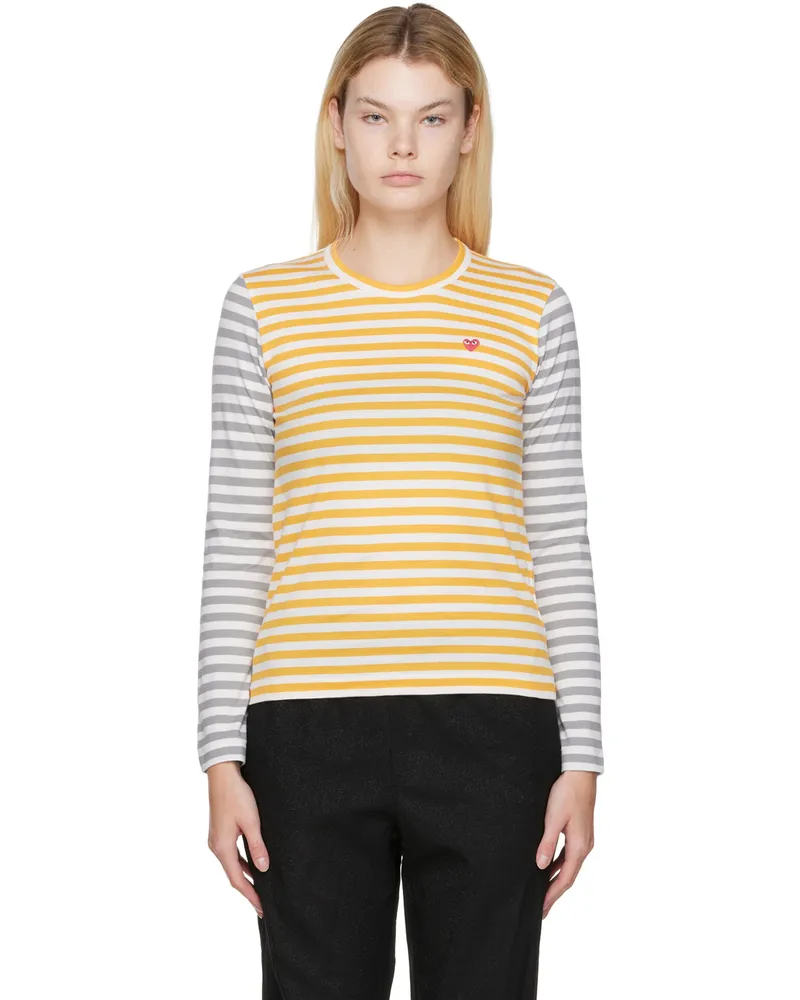 Comme des Garçons Green & Gray Striped T-Shirt Yellow