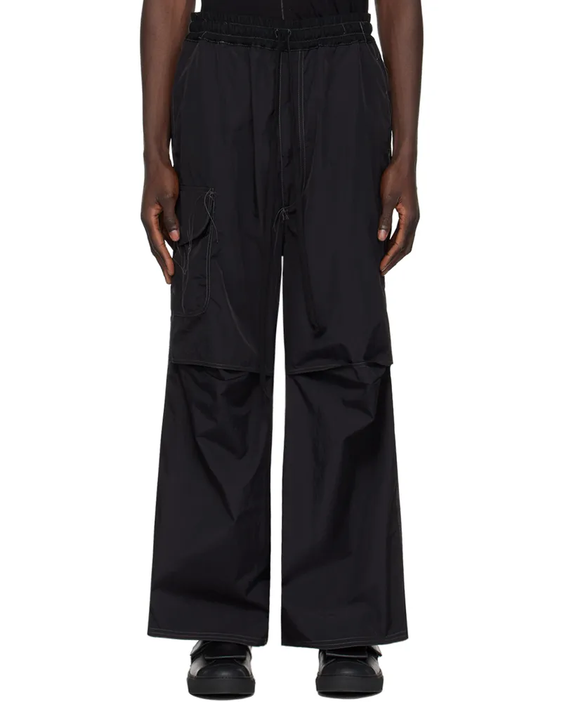 NICOLAS ANDREAS TARALIS Black Loose Thread Trousers 0