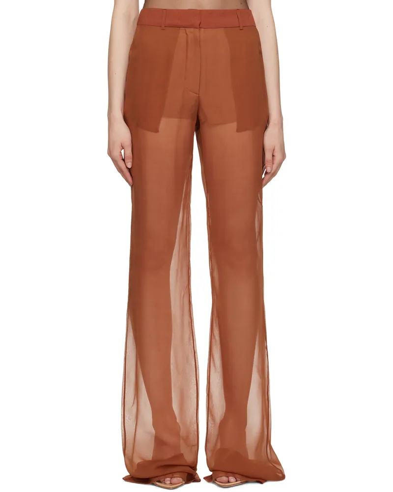 Nensi Dojaka Tan Sheer Trousers Chestnut