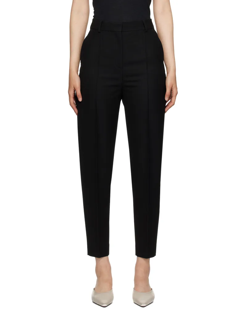 Totême Black Sewn Pleat Trousers 200