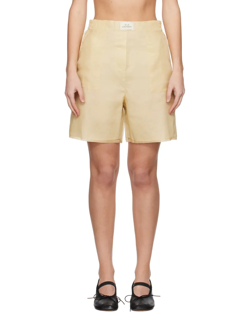 Silk Laundry Yellow Organza Boxer Shorts Beige