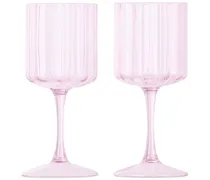 Pink Wave Wine Glass Set